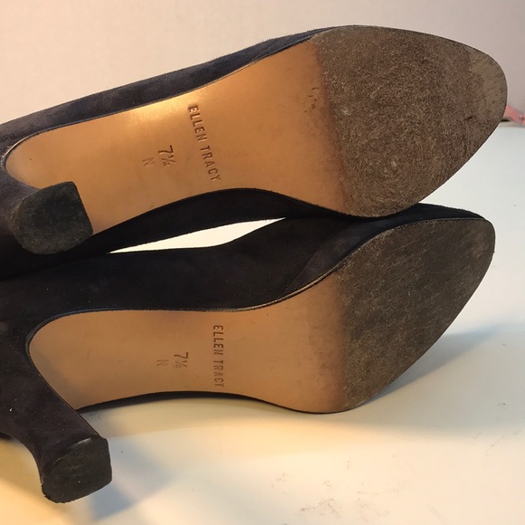 Ellen Tracy Blue Suede Platform Heels Size 7.5 - Picture 6 of 8